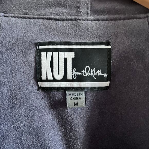 KUT from the Kloth Cardigan Size M Tayanita Faux Suede‎ Gray Open (L370) - Picture 5 of 5